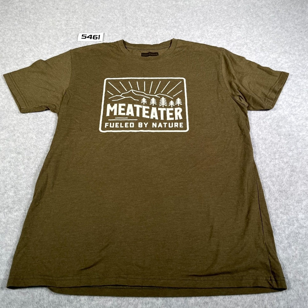 MeatEater T Shirt Mens‎ L Olive Green Cotton Fueled By Nature Graphic Crew Neck